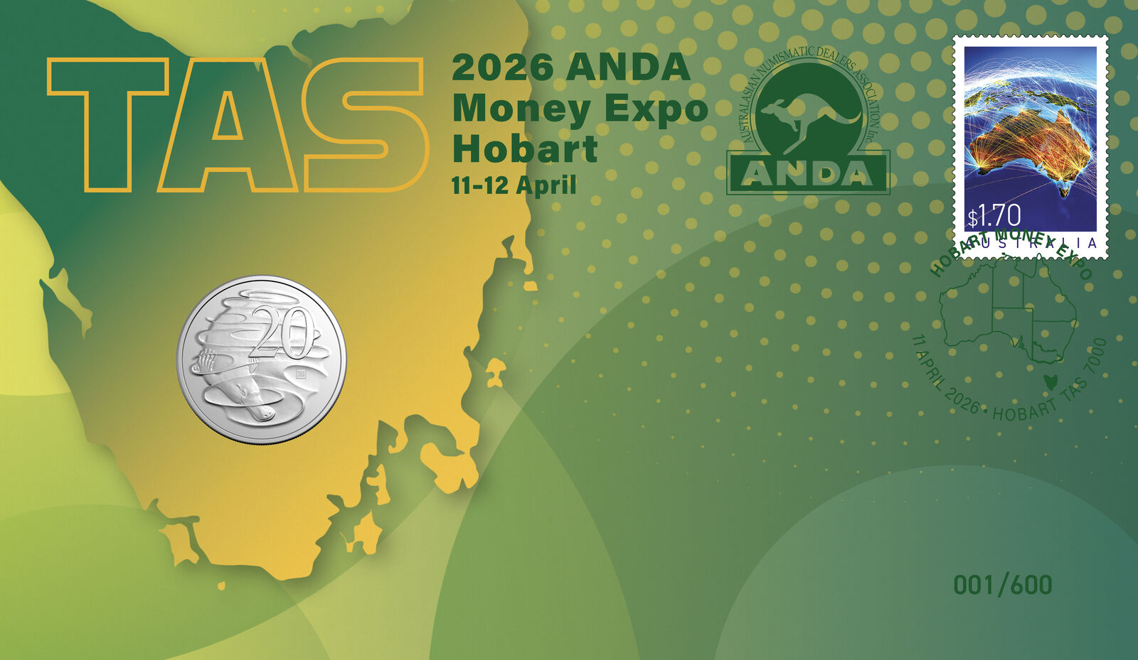 2026 20c  'TAS' Privy Hobart ANDA Money Expo PNC