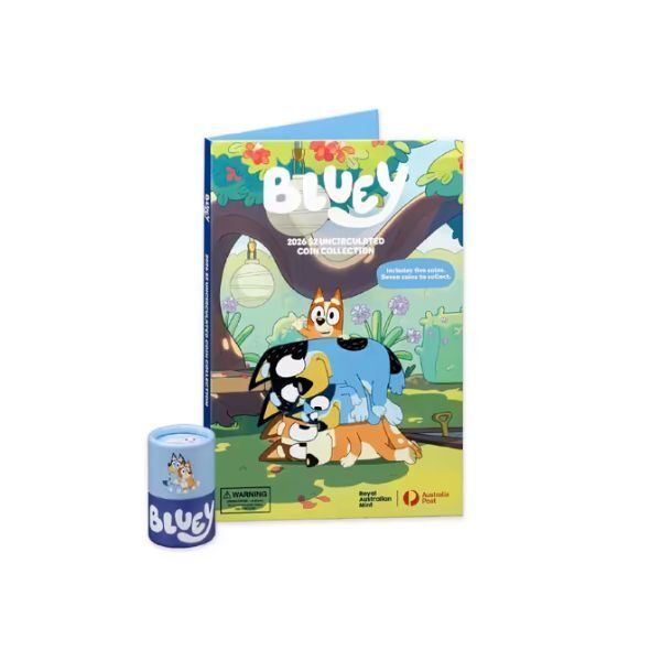 2026 Bluey 5 Coin Tube and Collectable Folder Set with 2 Bonus Slots