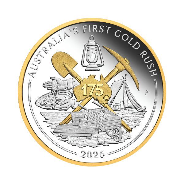 2026 First Gold Rush 175th Anniversary 1 Oz Silver Proof Gilded Coin