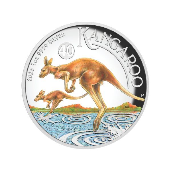 2026 $1 Australian Kangaroo 1 Oz Silver Proof High Relief Coloured Coin