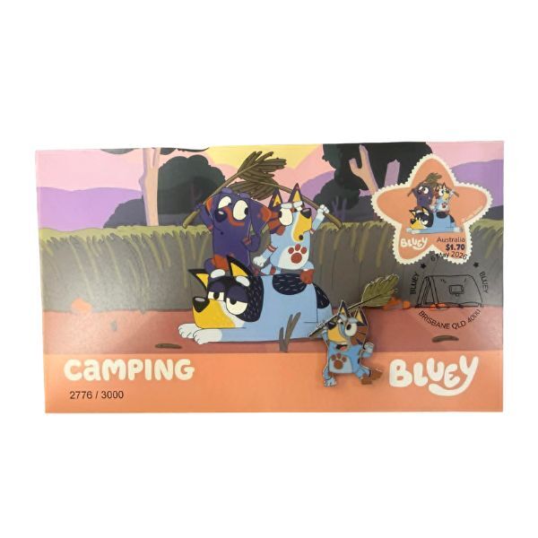 2026 $2 Camping - Bluey Stamp and Pin Cover