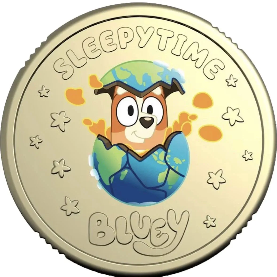 Coloured Sleepytime Set 2026 Bluey 5 Coin Tube and Collectable Folder Set with Both Cash Register Coloured Coins