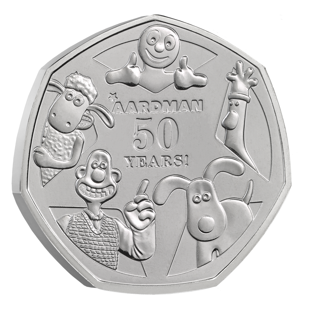 2026 50p 50 Years of Aardman Brilliant Uncirculated Coin