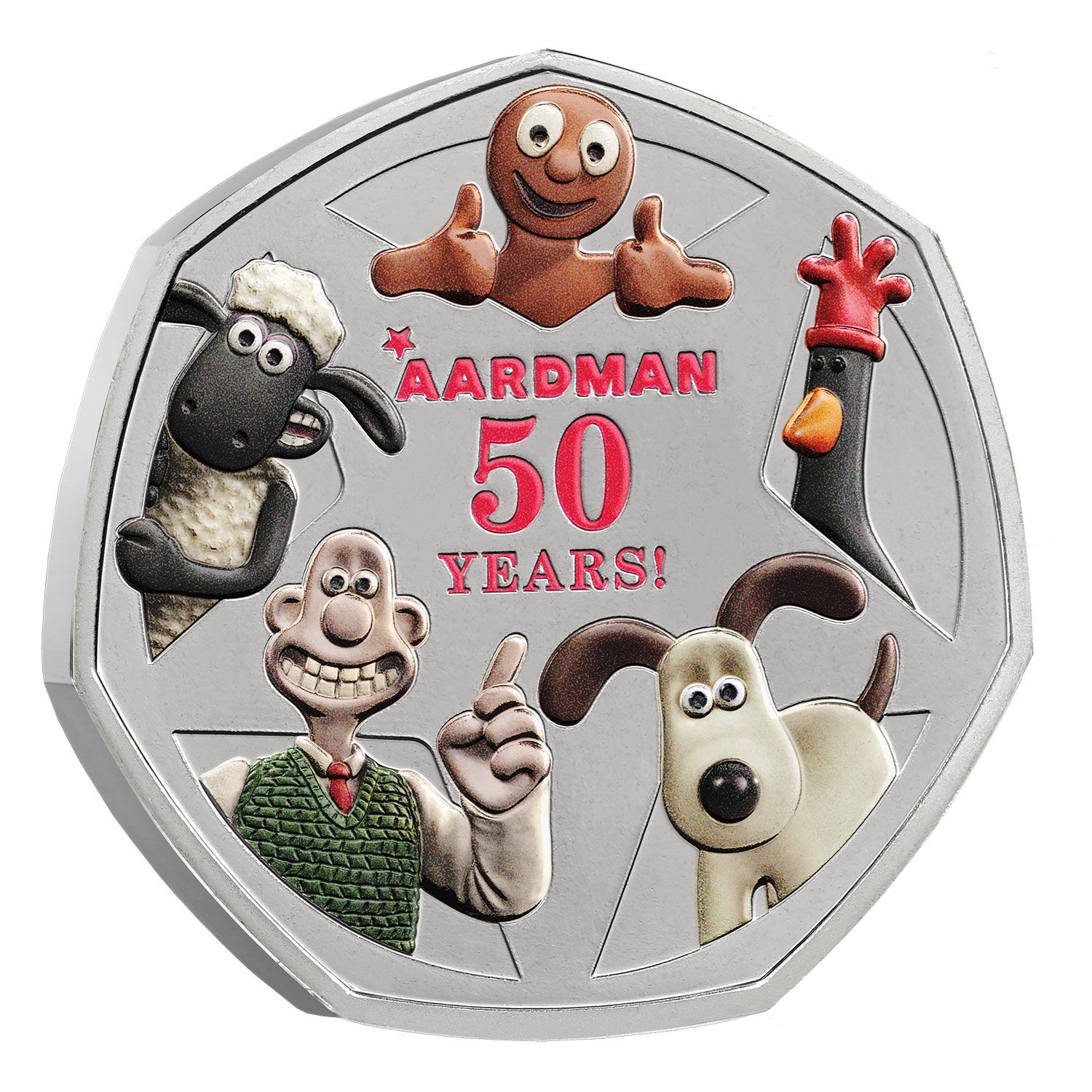 2026 50p 50 Years of Aardman Brilliant Uncirculated Colour Coin