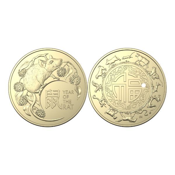 2020 $1 Lunar Year of the Rat AlBr Uncirculated Two Coin Set