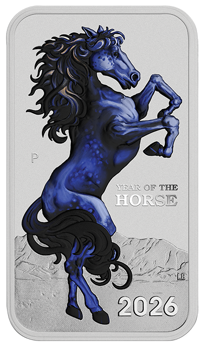 2026 Lunar Horse 1 Oz Silver Coloured Rectangular Coin in Card