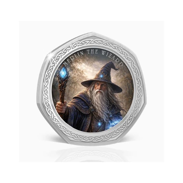 2026 Merlin the Wizard - Myths and Legends of Britain Silver Plated BU Commemorative Medallion