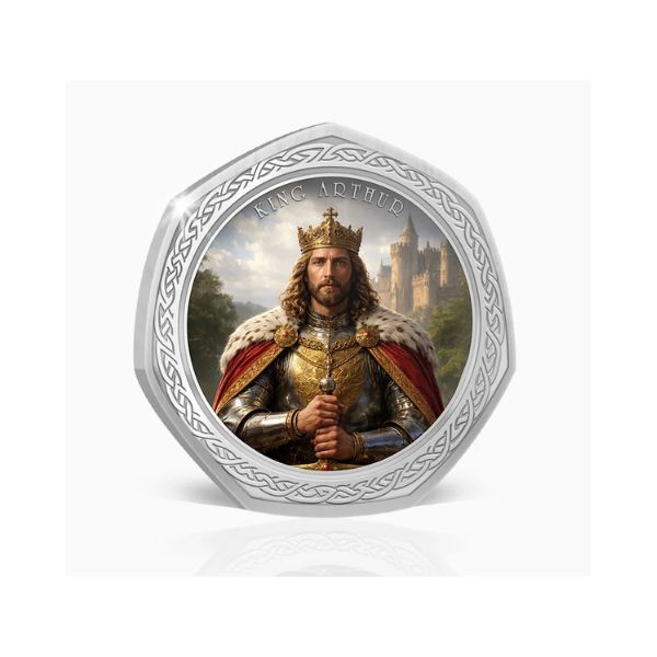 2026 King Arthur - Myths and Legends of Britain Silver Plated BU Commemorative Medallion