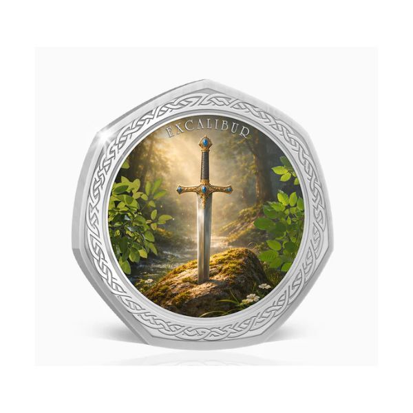 2026 Excalibur Sword - Myths and Legends of Britain Silver Plated BU Commemorative Medallion