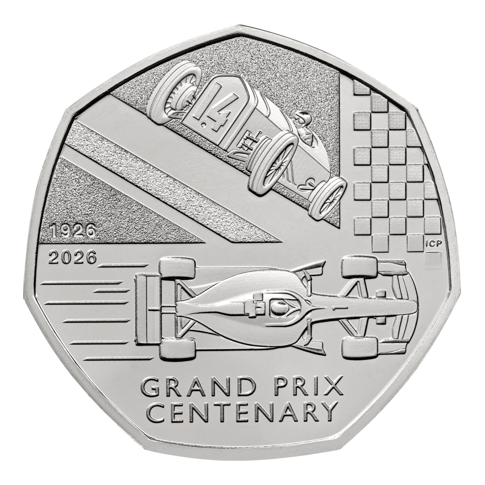2026 50p 100 Years of the British Grand Prix Brilliant Uncirculated Coin
