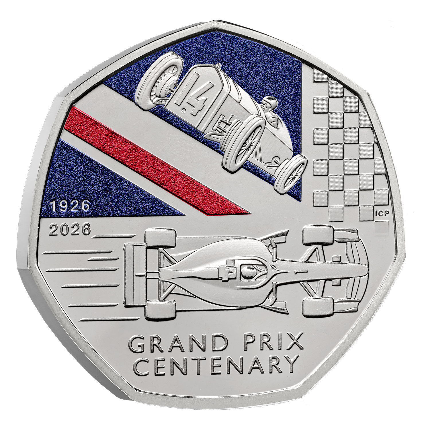 2026 50p 100 Years of the British Grand Prix Brilliant Uncirculated Colour Coin