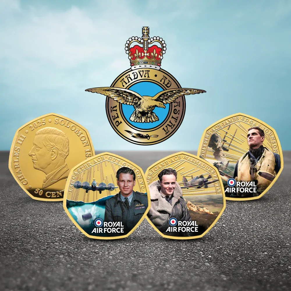 2025 The RAF Legends of Aviation - Royal Air Force Gold Plated BU Coin Box Set Edition