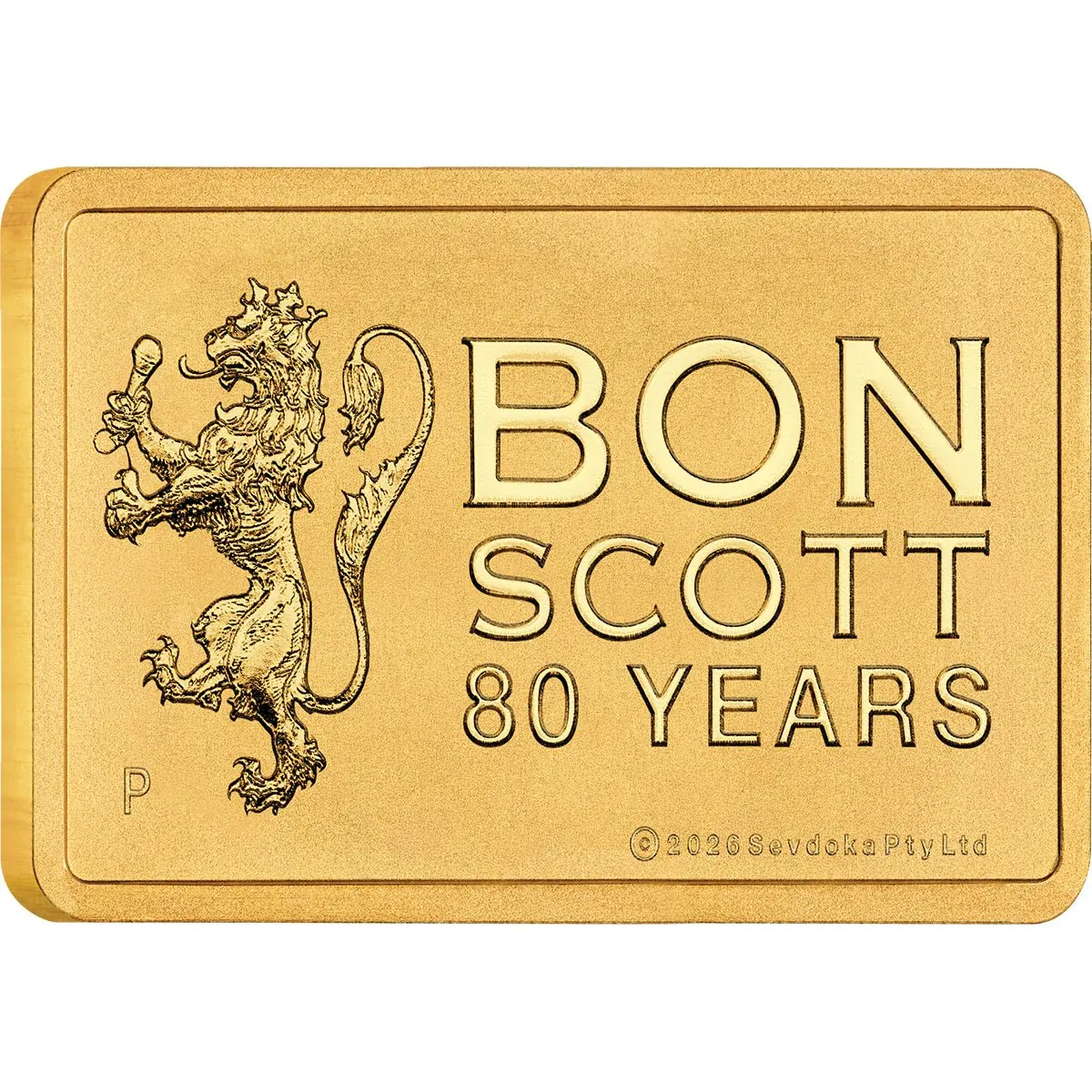 2026 Bon Scott 80th Birthday 1g Gold Minted Bar