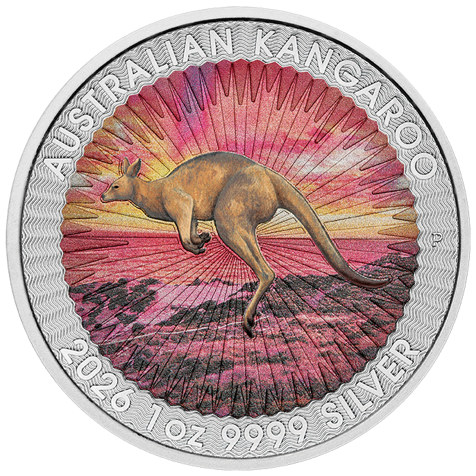 2026 Sundowner - Red Kangaroo 1oz Silver Coloured Coin in Card