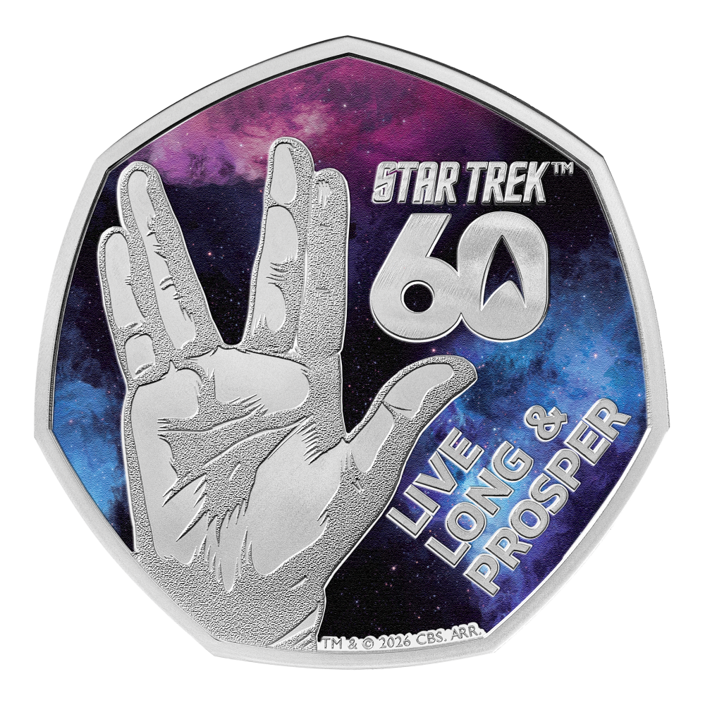 2026 50p 60 Years of Star Trek - Live Long & Prosper Silver Proof Colour Coin