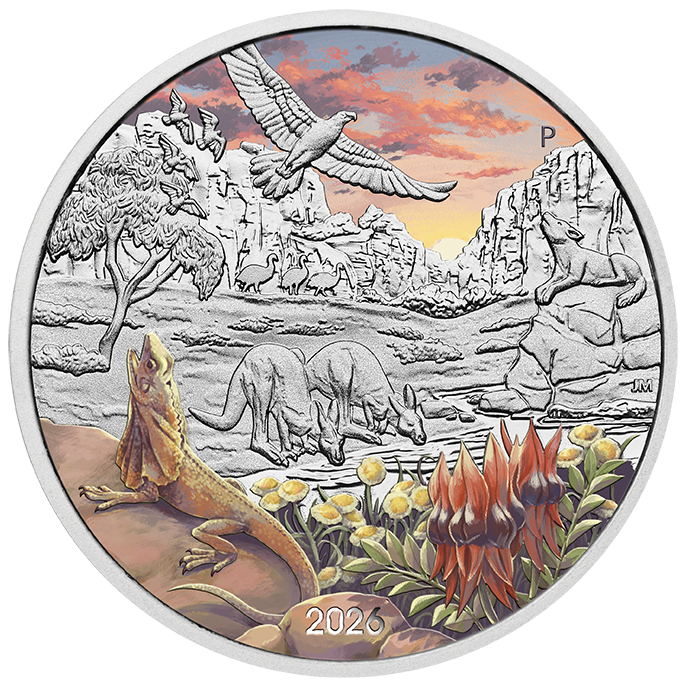 2026 $1 Wonders Of Australia - The Outback 1oz Silver Coloured Coin in Card