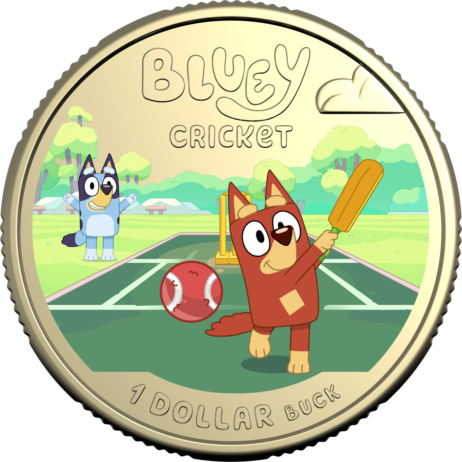 2027 $1 Bluey Cricket Coloured Uncirculated Coin