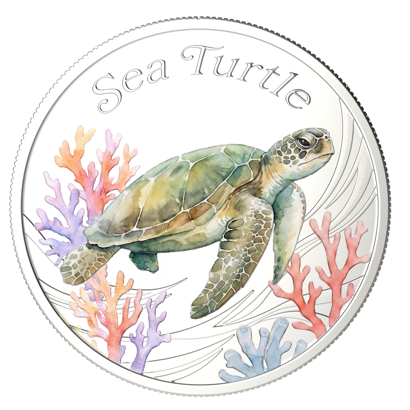 2026 Water Colour Series – Sea Turtle BU Commemorative Coin Card