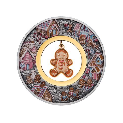 2026 $2 Gingerbread Christmas 2oz Silver Antiqued Coloured Coin