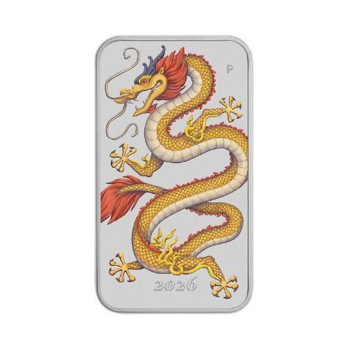 2027 $1 Golden Dragon 1oz Coloured Silver Proof Rectangle Coin
