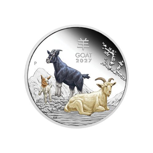 2026 $1 Year of the Goat - Australian Lunar Series III Coloured 1 Oz Silver Proof Coin