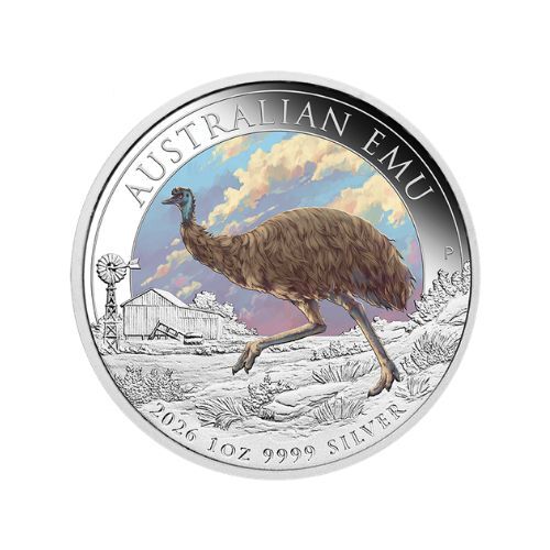 2026 Australian Emu 1 Oz Silver Coloured Coin