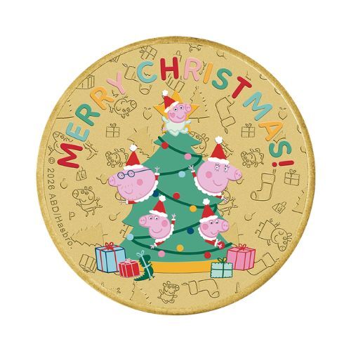2026 Peppa Pig Christmas Decoration Collectable Coin in Card