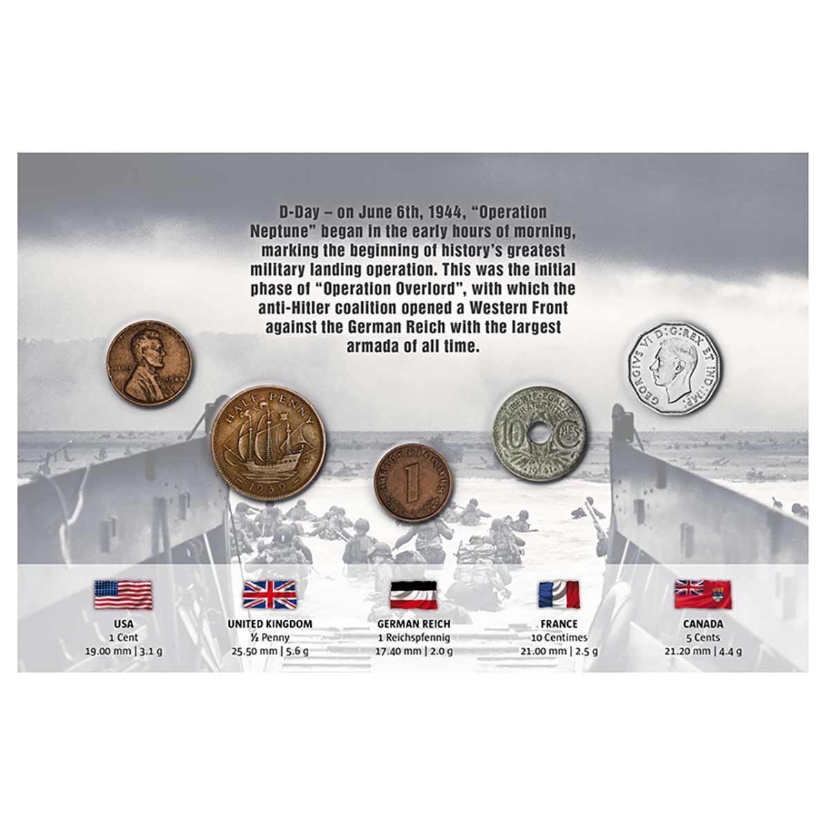 WWII D-Day Allies & Axis 5 Coin Set