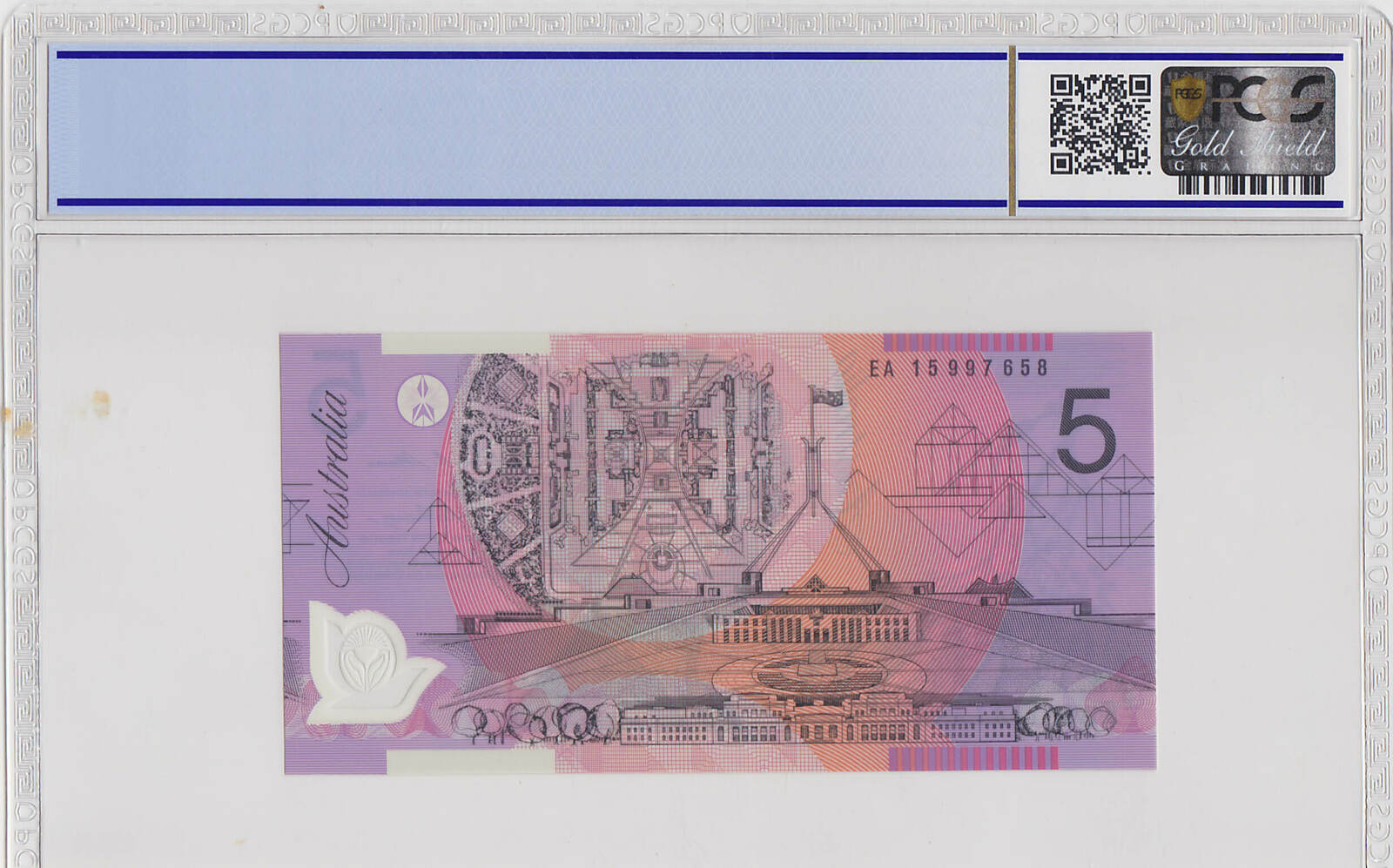 2015 $5 Stevens/Fraser PCGS MS68 EA Last Prefix Polymer Banknote