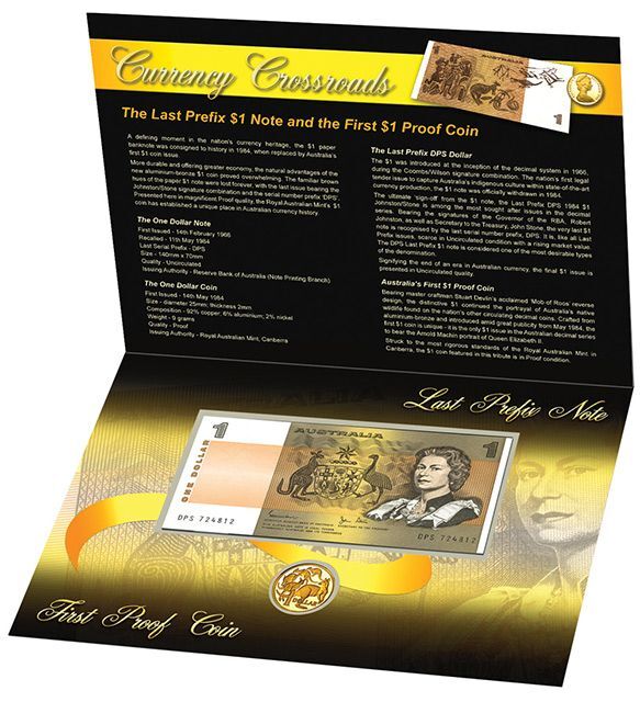 $1 Last Prefix Note First Proof Coin Premium Changeover Pack Unc