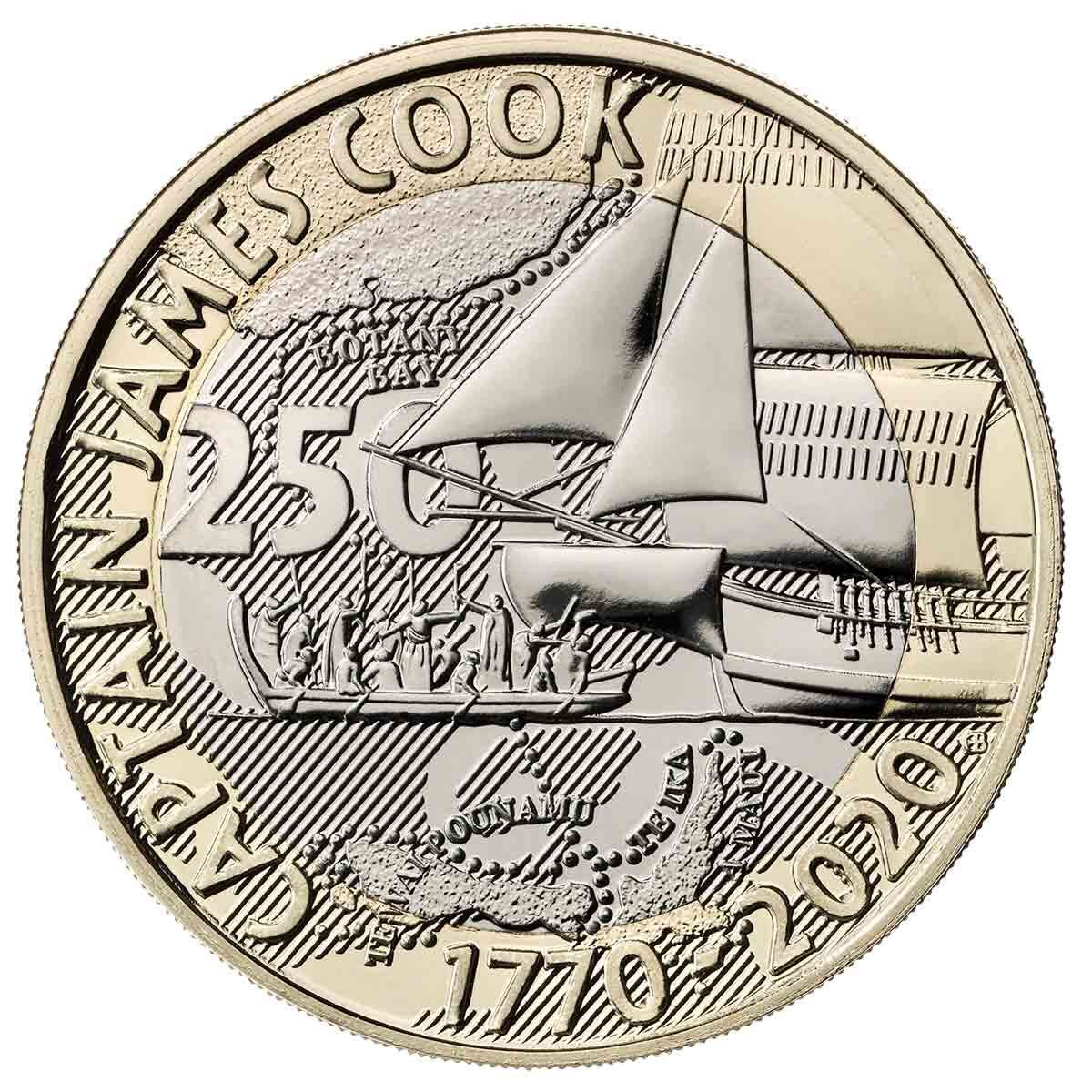 2020 £2 Captain Cook's Voyage of Discovery 250th Anniversary Brilliant Uncirculated Coin
