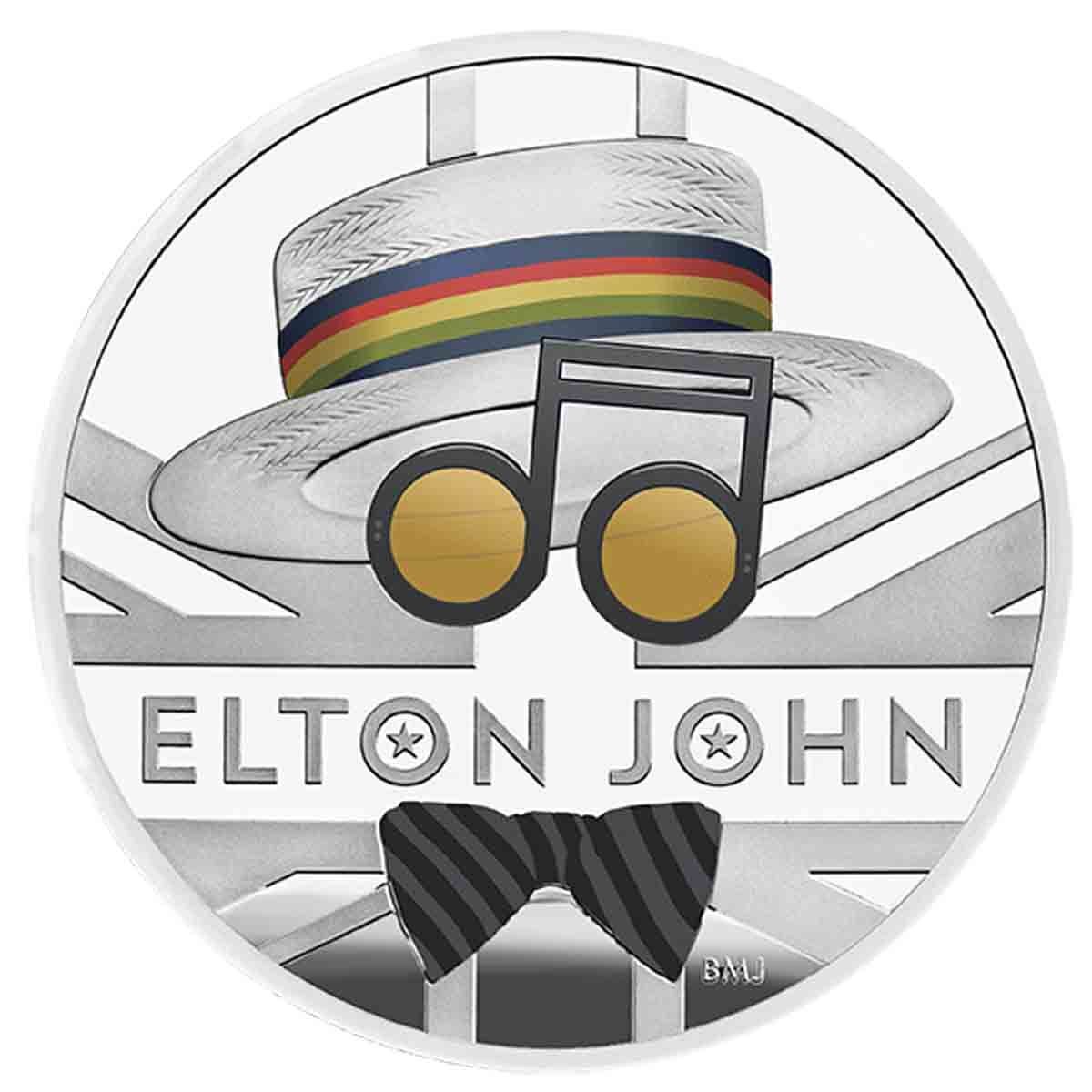 2020 £2 Elton Jon 1 Oz Silver Proof Coloured Coin