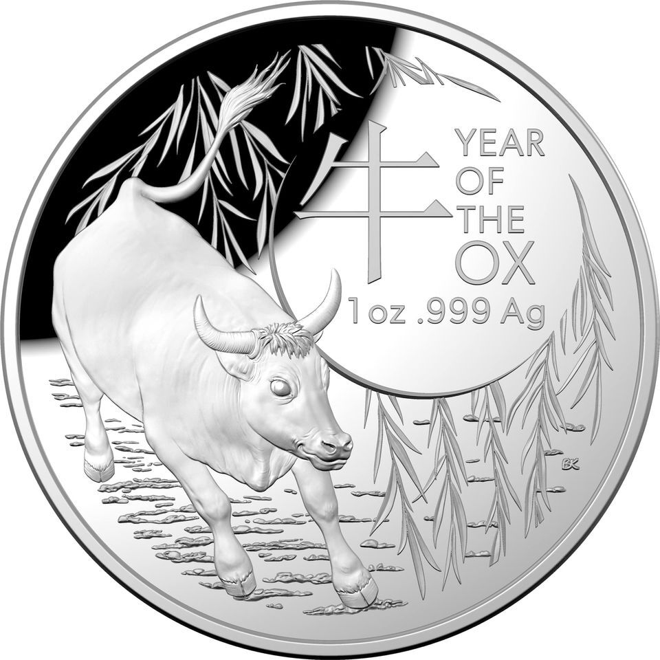2021 $5 Year Of The Ox 1 Oz Silver Proof Domed Coin Chinese Zodiac