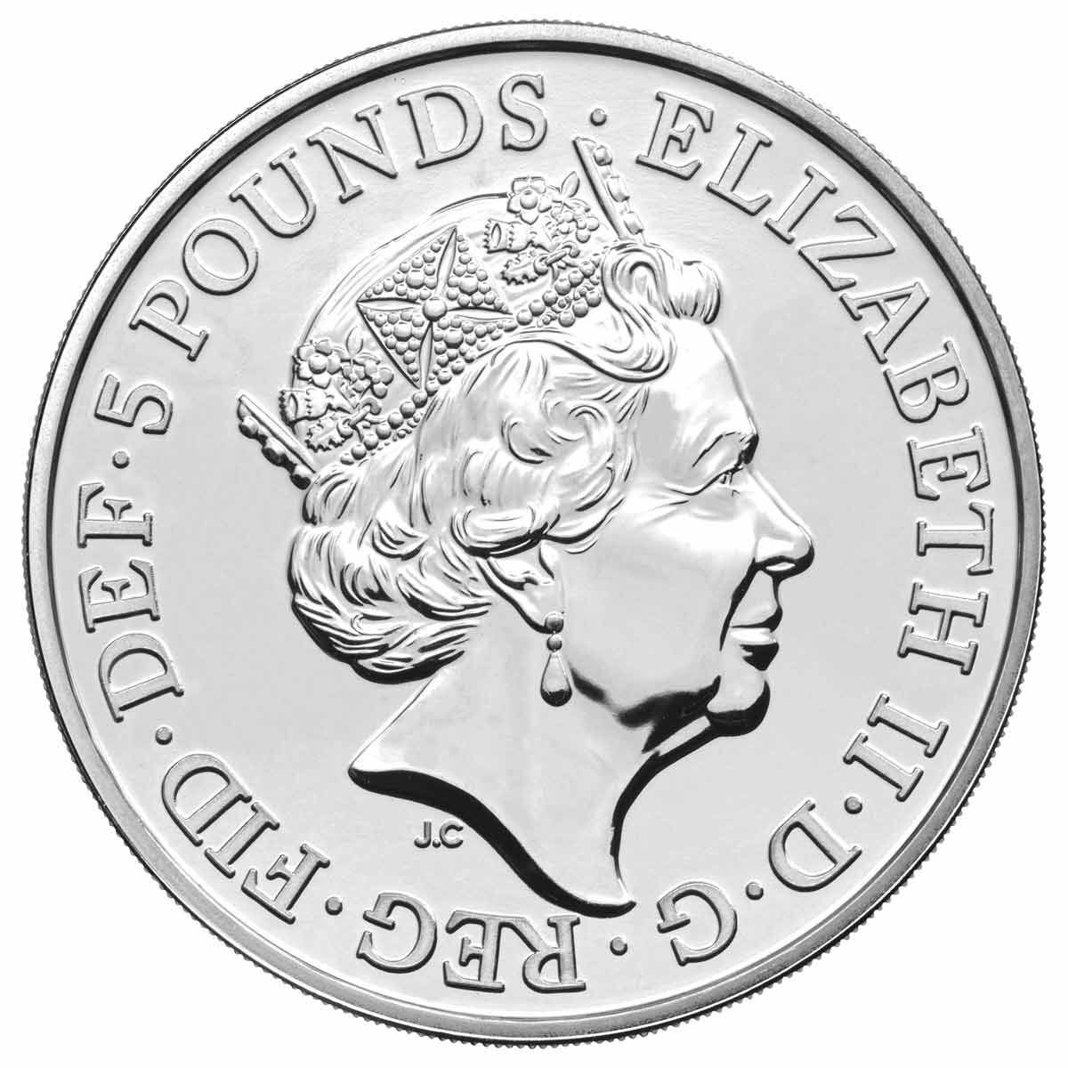 2021 £5 Queen’s Beasts White Greyhound of Richmond Brilliant Uncirculated Coin