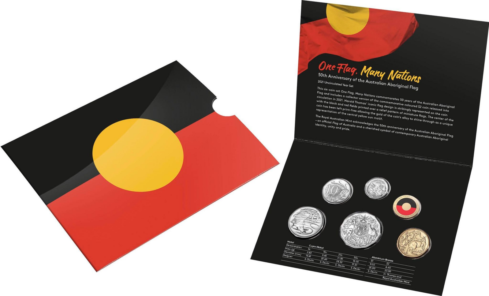 2021 50th Anniversary Of The Australian Aboriginal Flag UNC 6 Coin RAM Mint Set