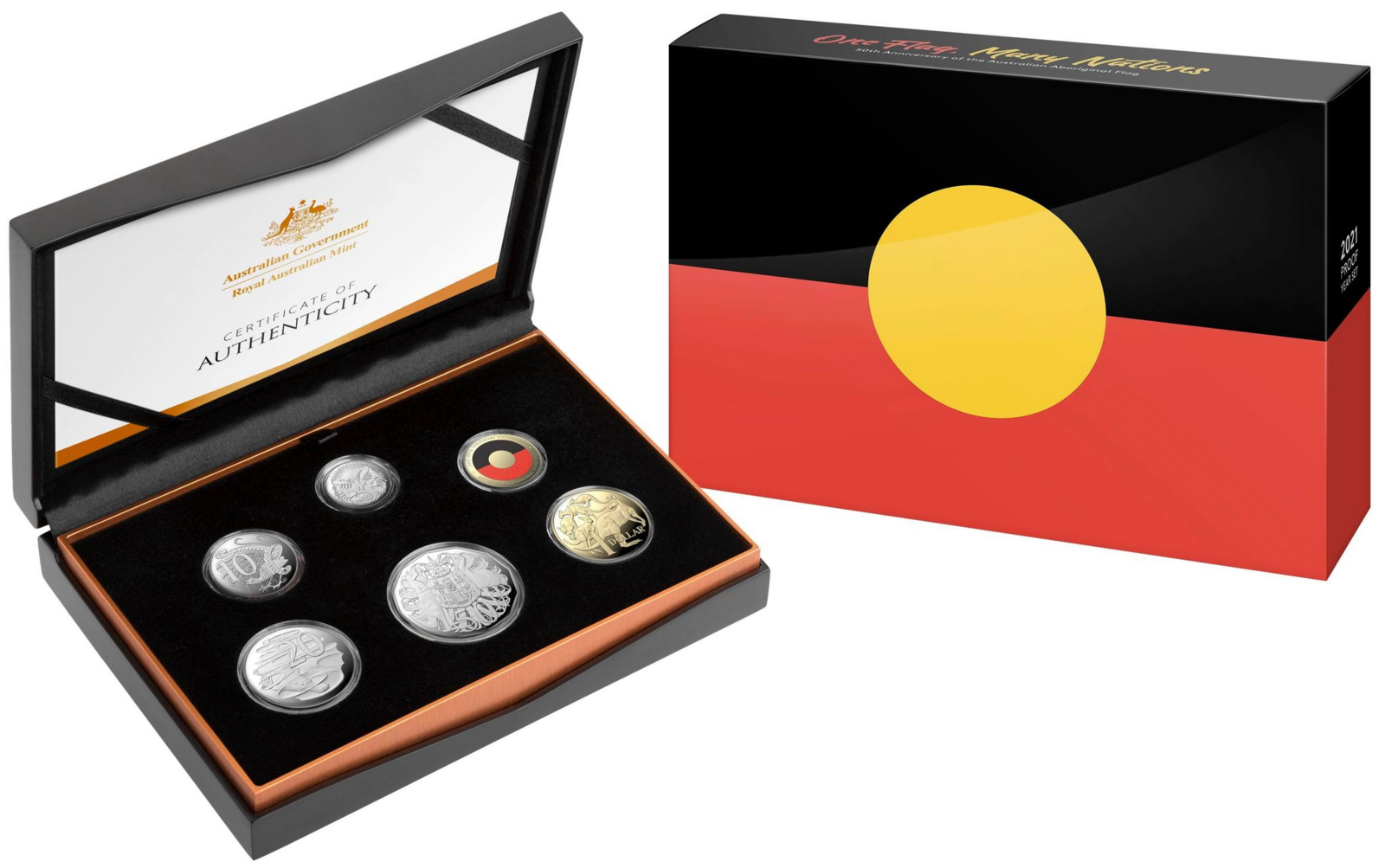 2021 50th Anniversary Of The Australian Aboriginal Flag UNC 6 Coin RAM Proof Set
