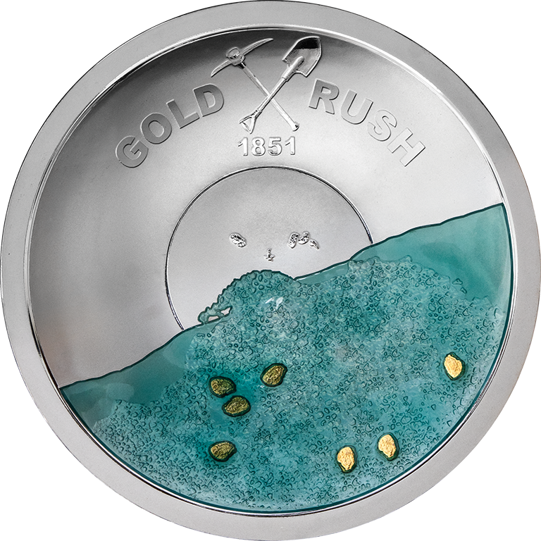 2021 Gold Pan-Shaped $5 The 170th Anniversary of the Gold Rush Silver Proof-like Coin
