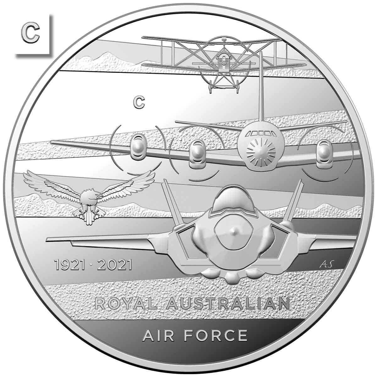 2021 $1 RAAF Centenary C Mintmark Silver Proof Coin