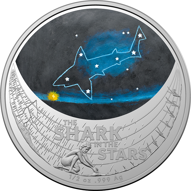 2020 $1 Beizam The Shark In The Sky - Star Dreaming  1/2 Oz Colour Printed Fine Silver Proof Coin