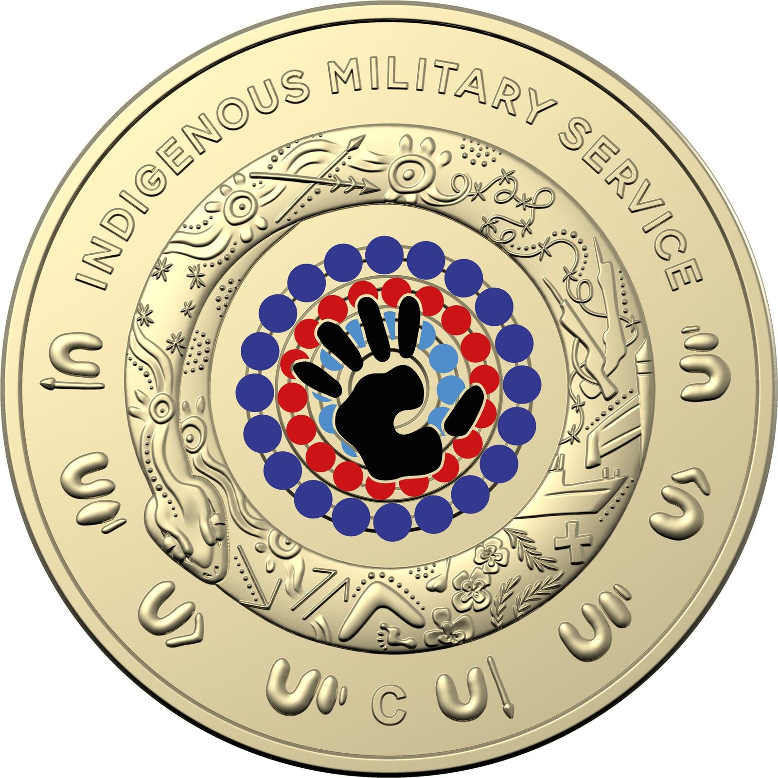 2021 $2 C Mintmark Indigenous Military Service  Coloured UNC