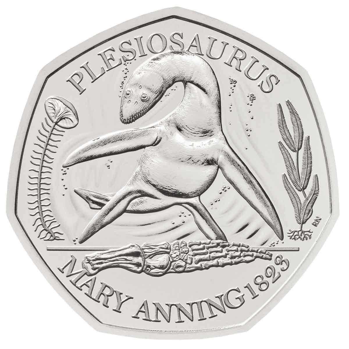 2021 50p Dinosaur Plesiosaurus Copper-Nickel Brilliant UNC