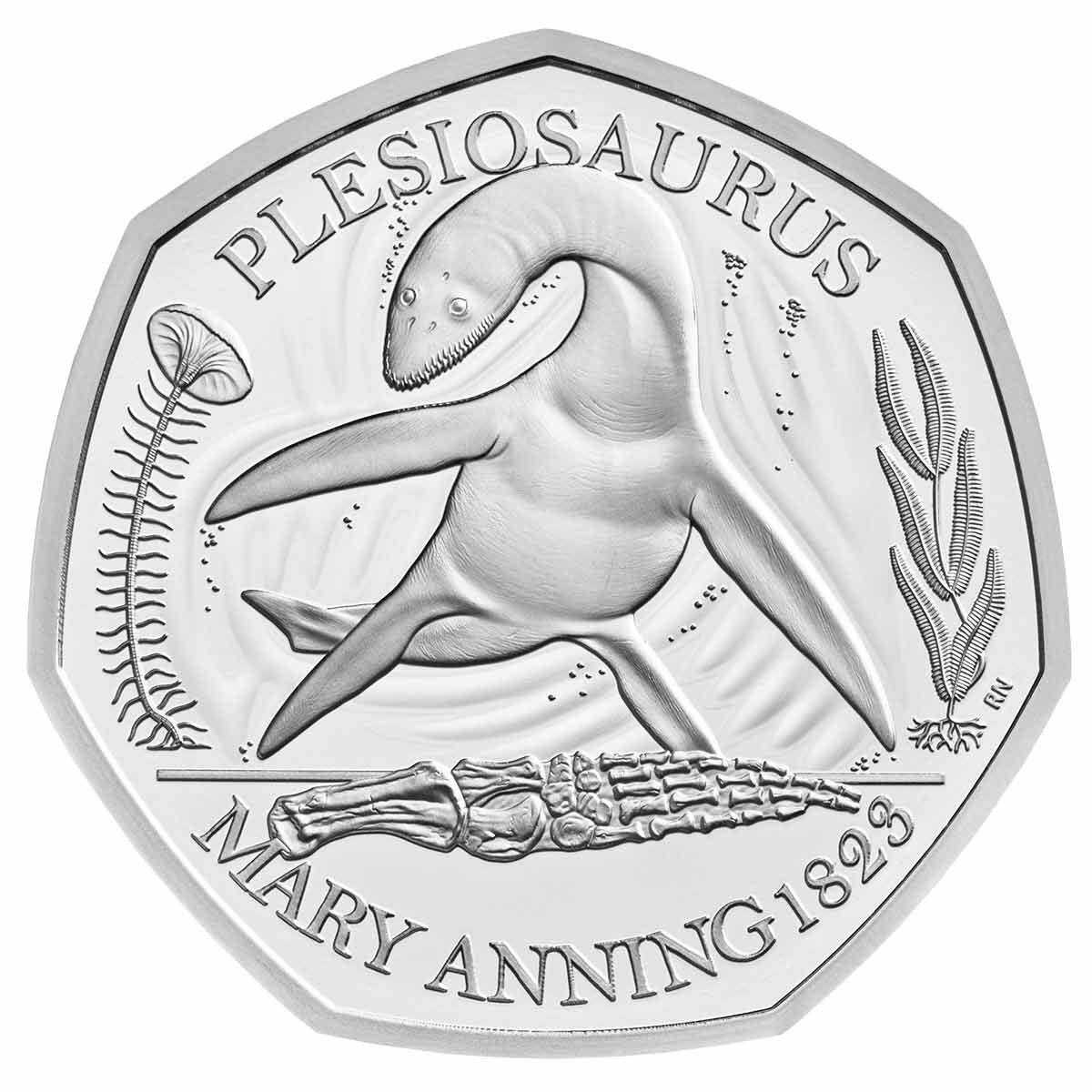 2021 50p Dinosaur Plesiosaurus Silver Proof Coin