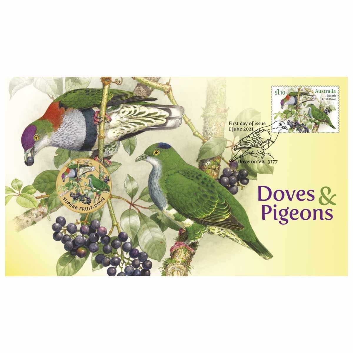 2021 $1 Doves and Pigeons PNC - Stamp and Coin Cover