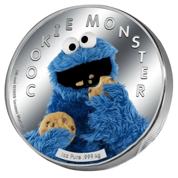 2021 Sesame Street $5 Cookie Monster 1oz Silver Proof Coin