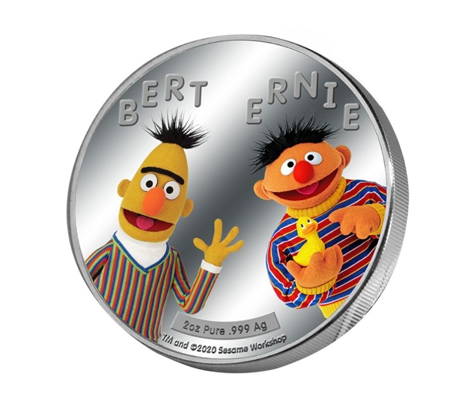 2021 Sesame Street $5 Bert and Ernie 2oz Silver Proof Coin