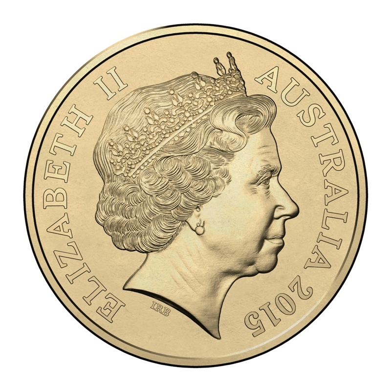 2015 $2 Orange Remembrance Day - Flander's Field Coloured Coin Worn/Circulated