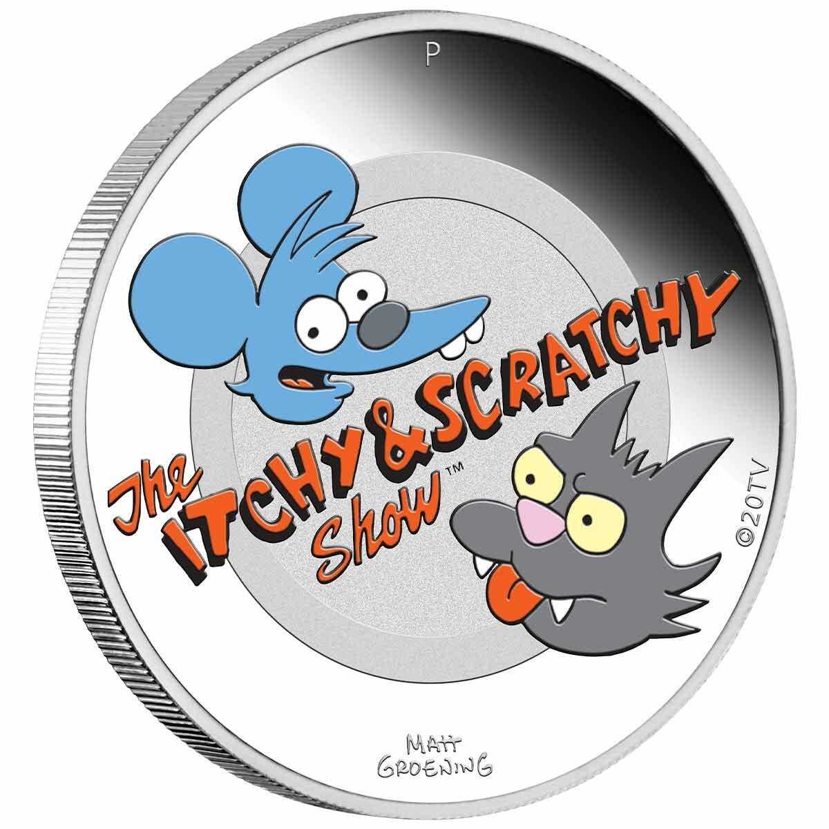 2021 $1 Simpsons Itchy & Scratchy 1oz Silver Proof Coin