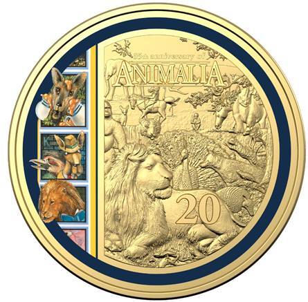 2021 20c Animalia 35th Anniversary Gold Plated Colour Print Uncirculated Coin - Deluxe Book