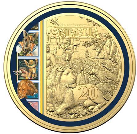 2021 20c 35th Anniversary of Animalia Gold Plated Colour Print Uncirculated Coin - Deluxe Book