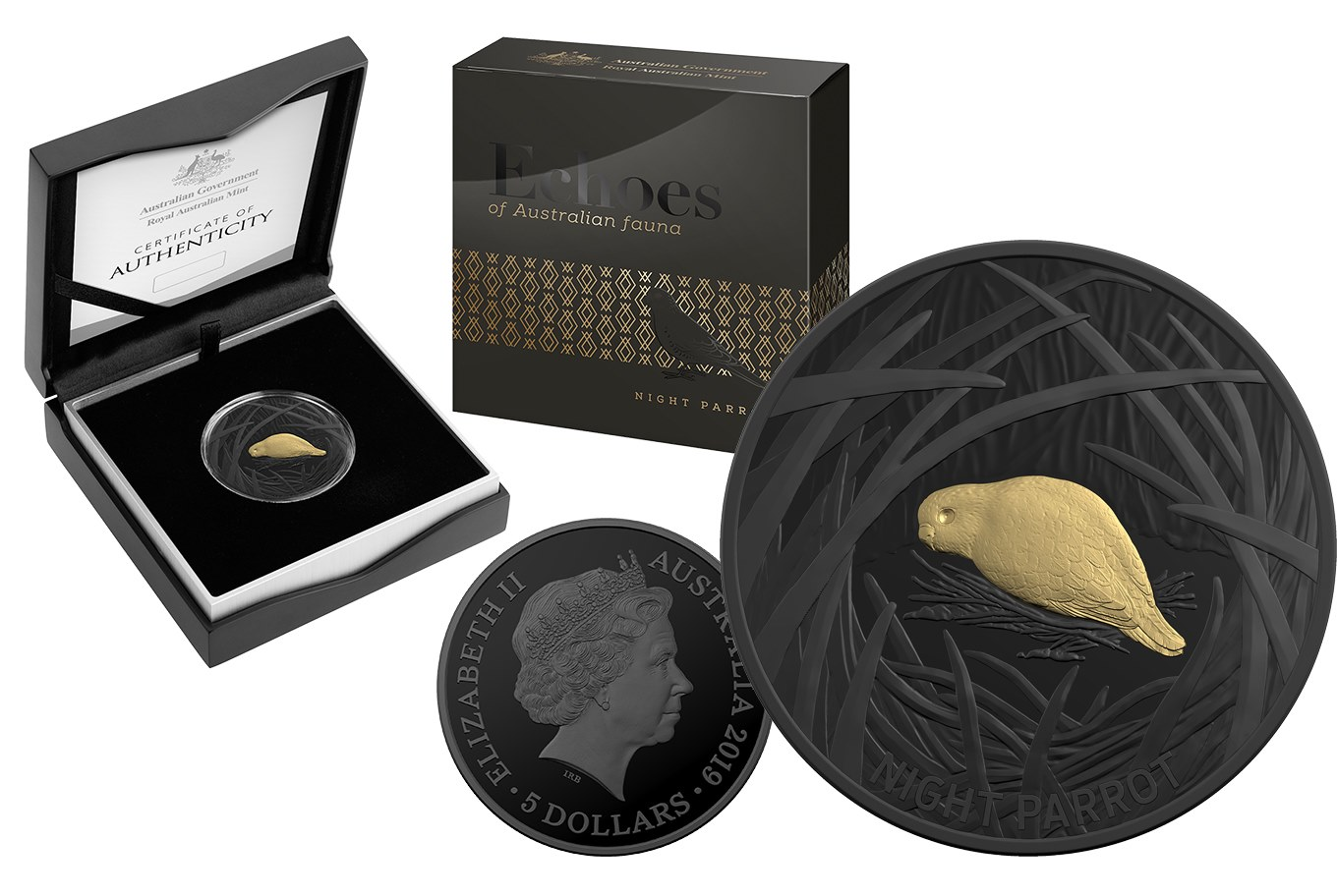 2019 $5 Echoes of Australian Fauna - Night Parrot Silver Black Proof